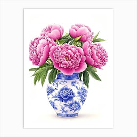 Peonies In A Vase Art Print