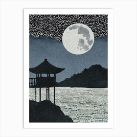 Moonlight Over Japan linocut Art Print