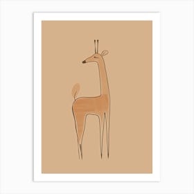 Giraffe - Boho, Line Art 11 Art Print