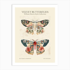 Velvet Butterflies Collection Butterfly Symphony William Morris Style 5 Art Print