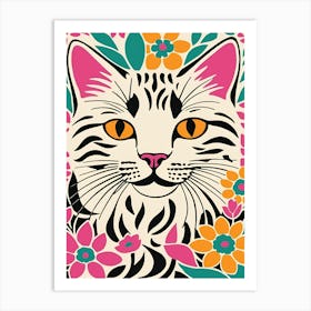 Cat With Flowers 13 Art Print