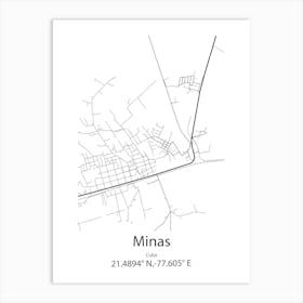 Minas De Matahambre,Cuba Minimalist Map Art Print