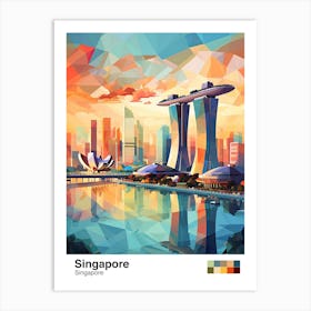 Singapore, Geometric Illustration 1 Poster Art Print