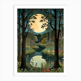 William Morris Moonlight In The Woods 82 Art Print