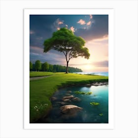 Tree In The Grass Art Print