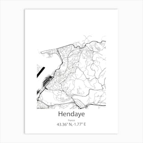 Hendaye,France Minimalist Map Art Print