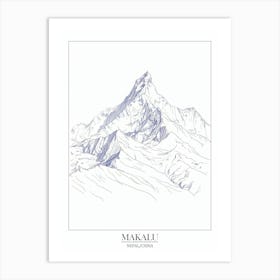 Makalu Nepal China Line Drawing 2 Poster Art Print