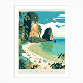 Poster Of Railay Beach, Krabi, Thailand, Matisse And Rousseau Style 1 Art Print