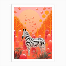 Zebra In The Trees & Sunset Art Print