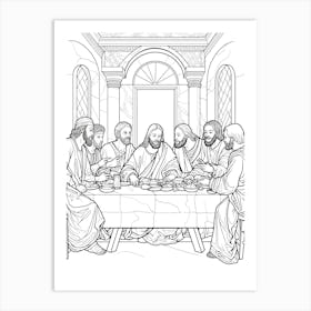 Line Art Inspired By The Last Supper 8 Art Print