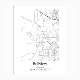 Bellview,United States Minimalist Map 1 Art Print