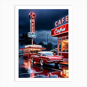 Cafe At Night Art Print