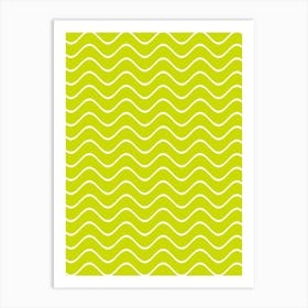 Lime Green Wavy Minimal Abstract Art Print