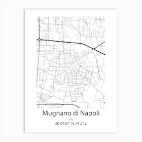 Mugnano Di Napoli,Italy Minimalist Map Art Print