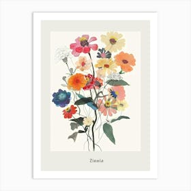 Zinnia 1 Collage Flower Bouquet Poster Art Print