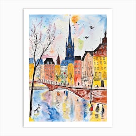 Berlin, Dreamy Storybook Illustration 3 Art Print