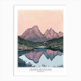 Cradle Mountain Australia Color Line Drawing 6 Poster Art Print