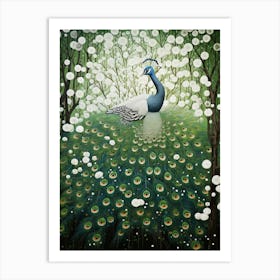 Ohara Koson Inspired Bird Painting Peacock 1 Art Print