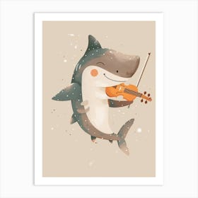 Cute Shark Playing Violin Art Print