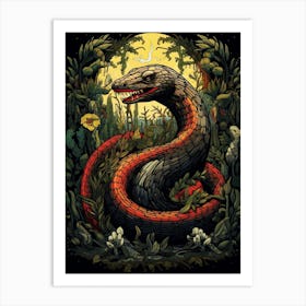 Floral Folk Serpent 2 Art Print