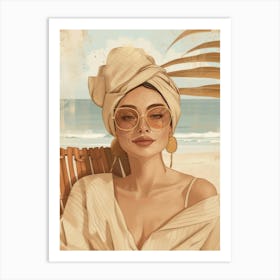 Portrait Of A Woman At The Beach Art Print