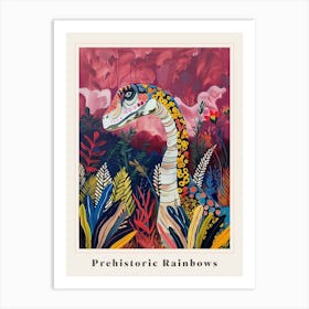 Colourful Leafy Dinosaur Painting Poster Art Print