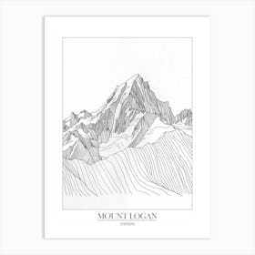 Mount Logan Canada Line Drawing 1 Poster Art Print