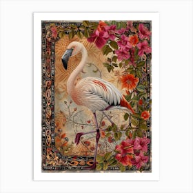 Greater Flamingo And Bougainvillea Boho Print 4 Art Print