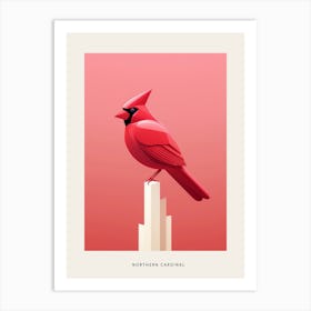 Minimalist Northern Cardinal 4 Bird Poster Art Print