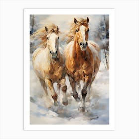 Horses Running In The Snow 2 Art Print