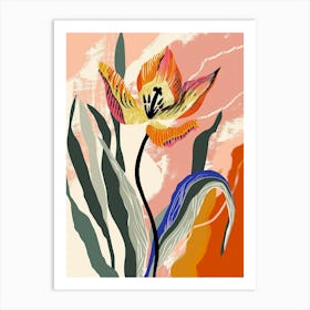 Colourful Flower Illustration Tulip 1 Art Print