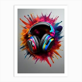 Headphone, music, watercolor, painting, audio, sound, MelodyMagic, SoundSpectrum, ColorfulVibes, AudioArt, HeadphoneLove, VibrantTunes, HarmonyHues, MusicalEuphoria, RadiantMelodies, SonicColors, CreativeSound, ChromaticRhythms Art Print