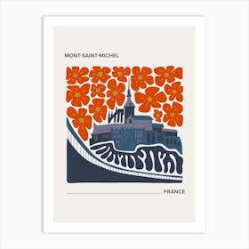 Mont Saint Michel, France, Warm Colours Illustration Travel Poster 2 Art Print