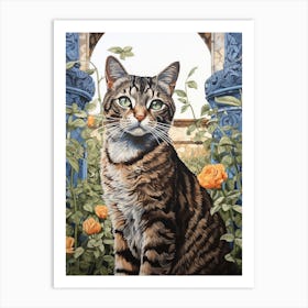 Medieval Cat Romantesque Botanical Garden Art Print