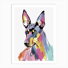 Pinscher Dog Pastel Line Painting 3 Art Print