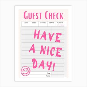 Guest Check 15 Art Print