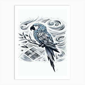 Comet Parrot On A Branch Art Print