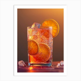 Orange Drink With Ice Cubes Art Print