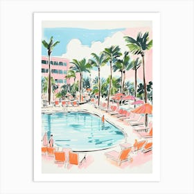 The Fontainebleau Miami Beach   Miami Beach, Florida   Resort Storybook Illustration 1 Art Print