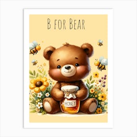 B For Bear Nursery Art Print