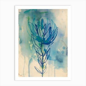 Blue Wash Protea Art Print