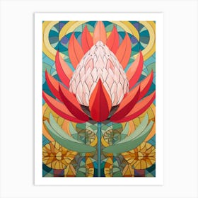 Flower Motif Painting Protea Art Print