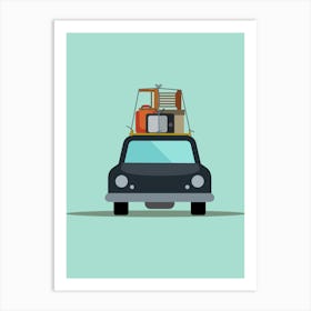 Car With Luggage On Top Art Print
