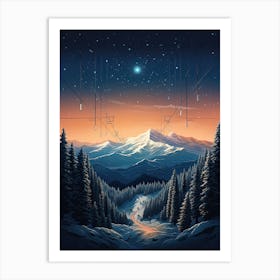 Heavenly Mountain   California Nevada, Usa, Ski Resort Illustration 2 Simple Style Art Print