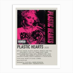 Plastic Hearts By Miley Cyrus Minimalist Poster 2 Art Print