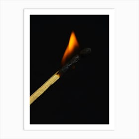 Matchstick On A Black Background Art Print