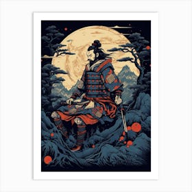 Samurai Ukiyo E Style Illustration 4 Art Print