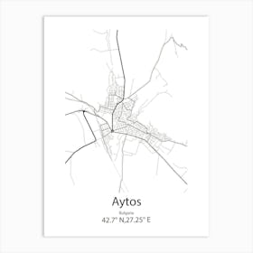 Aytos,Bulgaria Minimalist Map Art Print