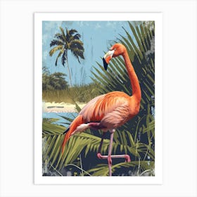 Greater Flamingo Southern Europe Spain Tropical Illustration 7 Art Print