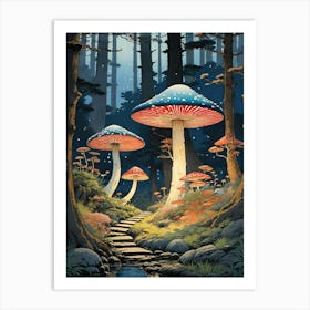 Mushrooms In The Forest 1 Art Print